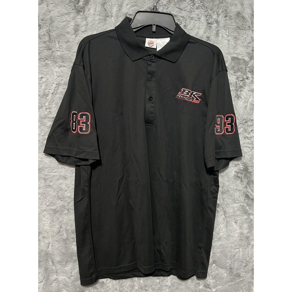 BK Racing Polo Shirt Mens Large Black NASCAR Burger King 83 93 Embroidered
